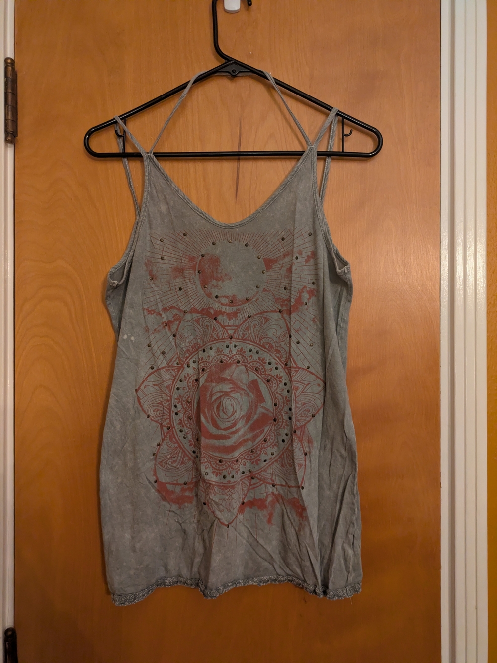 Women's Grey Floral Graphic Tank Top - Casual Spaghetti Strap